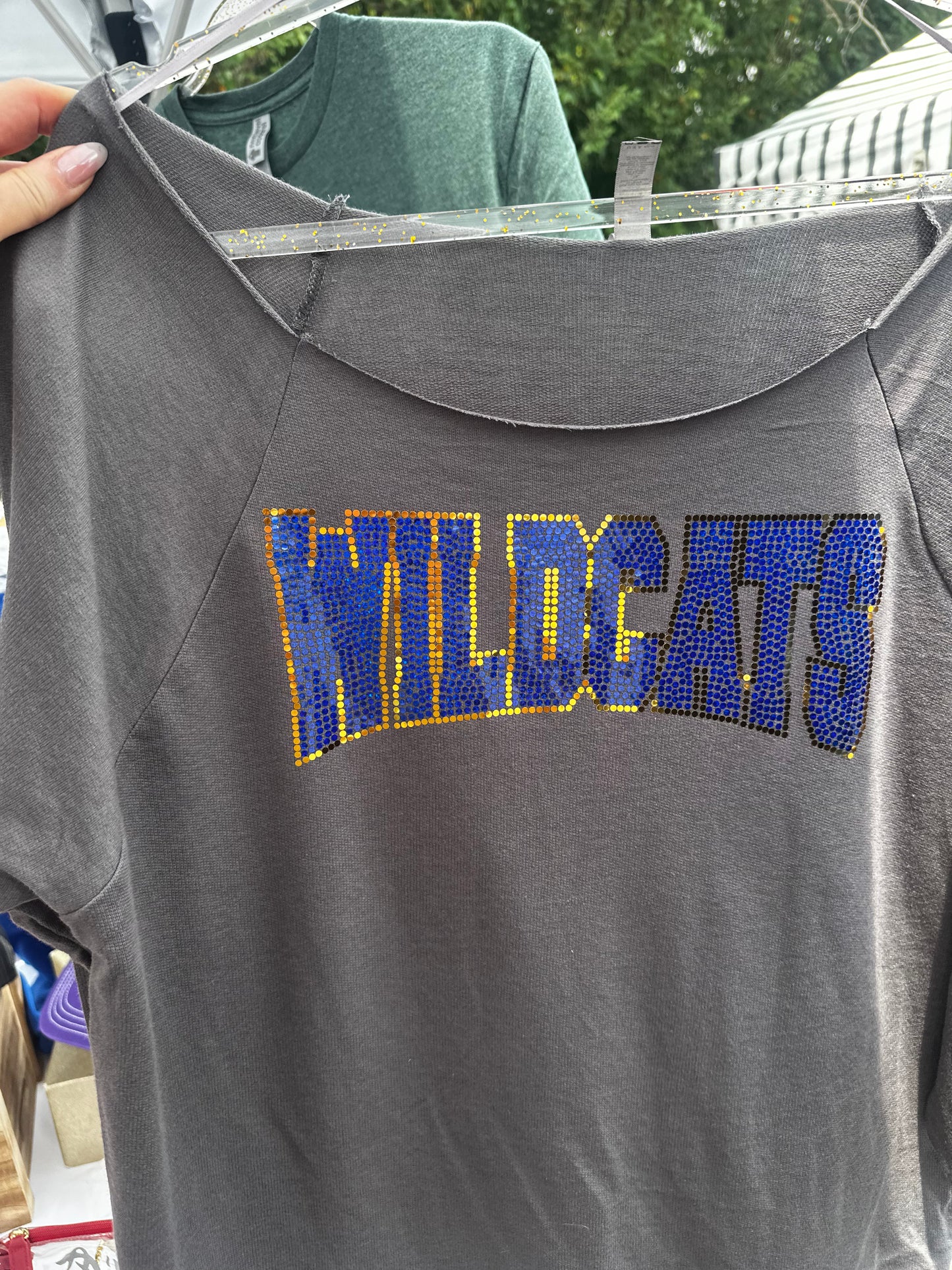 Wildcats Gameday Glam Varsity Wide Neck Top