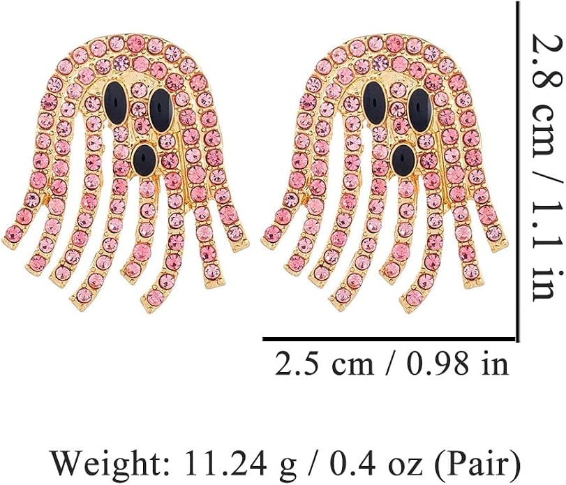 Blingy Pink Ghost Stud Earrings