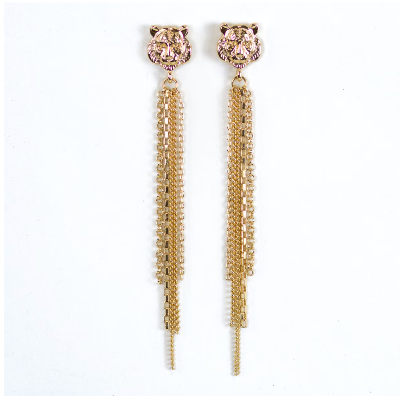 Tiger Chain Dangle Earrings