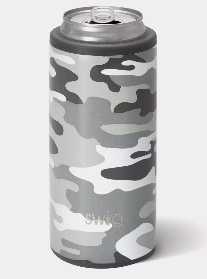 SWIG Life Skinny Can Cooler Gray Camo