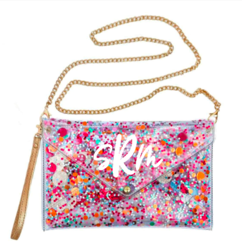 Personalized Confetti Convertible Envelope Clutch