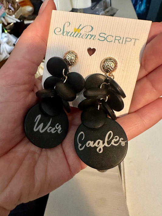 War Eagle Wooden Drop Earrings