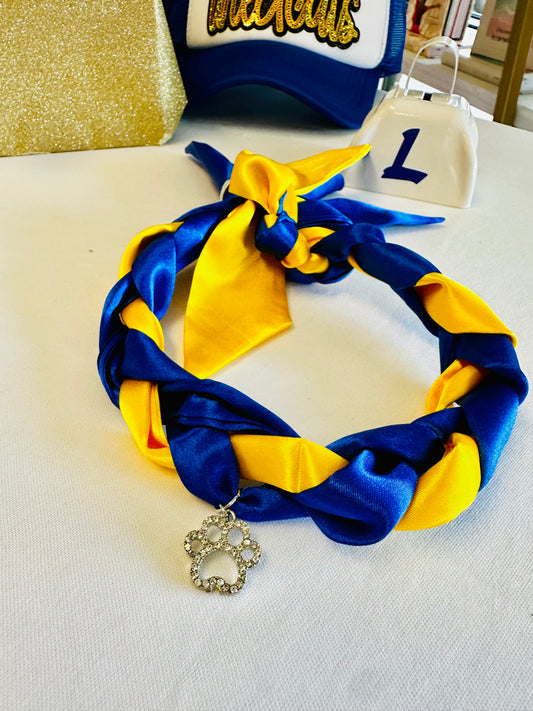 Lexington Sideline Statements Scarf Necklace - Blue and Gold Braided