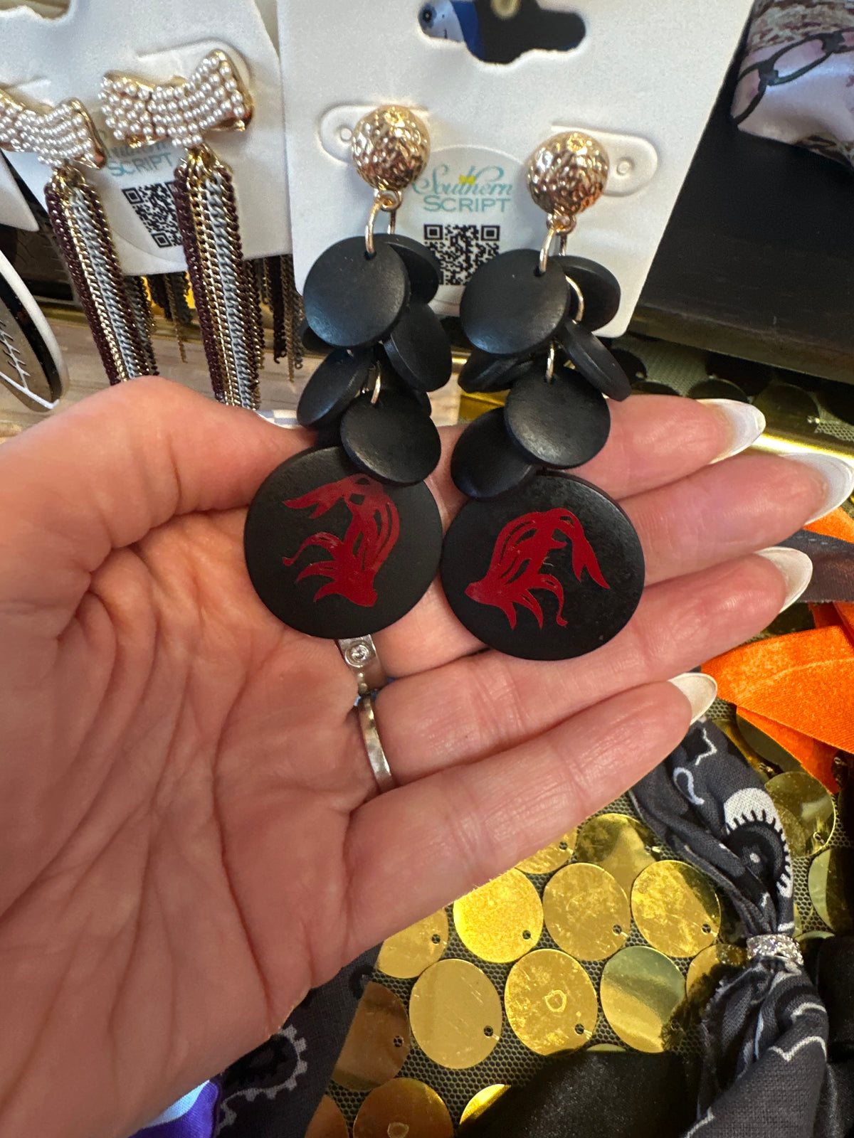 Rooster Tail Wooden Drop Earrings