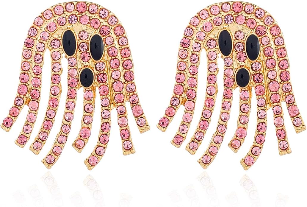 Blingy Pink Ghost Stud Earrings
