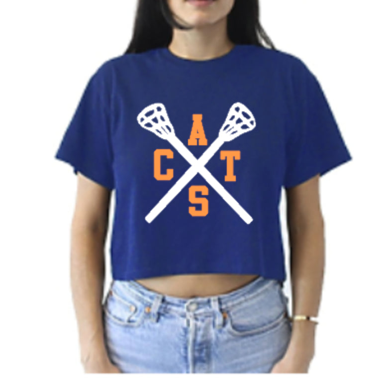 Cats Lacrosse Cropped Short Sleeve Tee