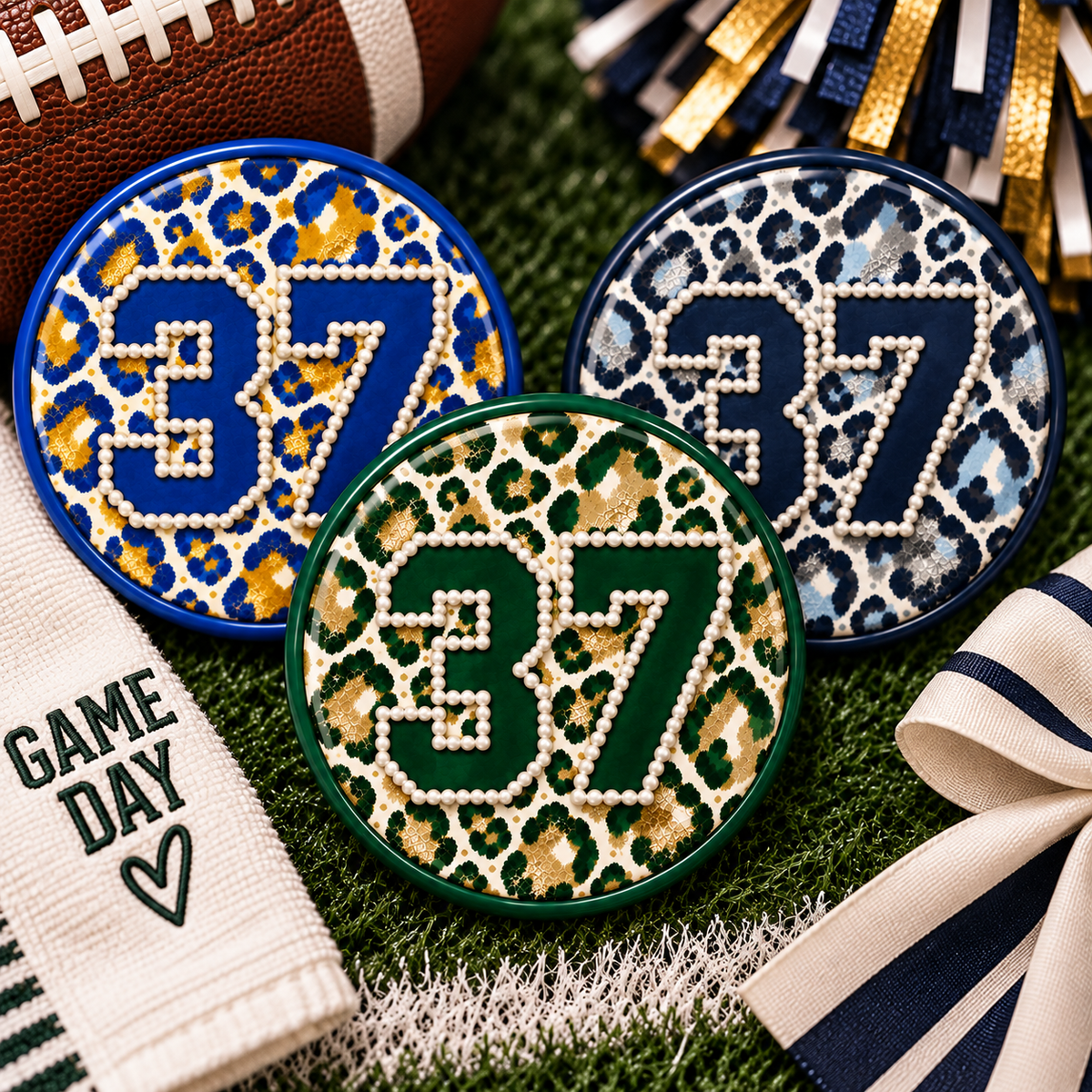 Personalized Gameday Leopard Brag Buttons