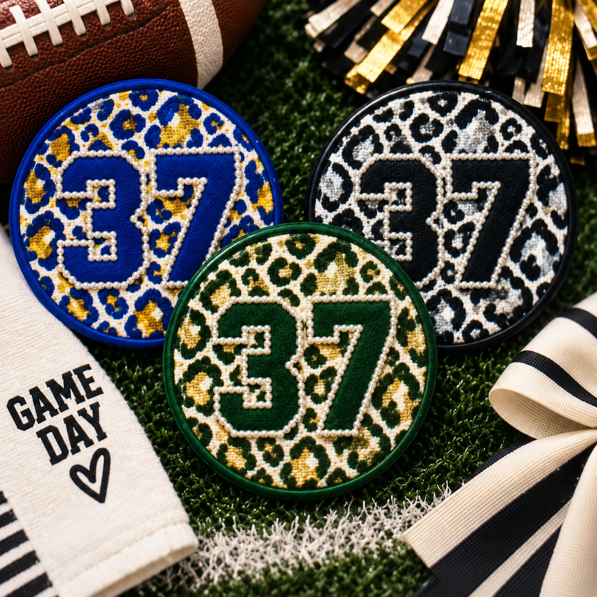 Personalized Gameday Leopard Brag Buttons