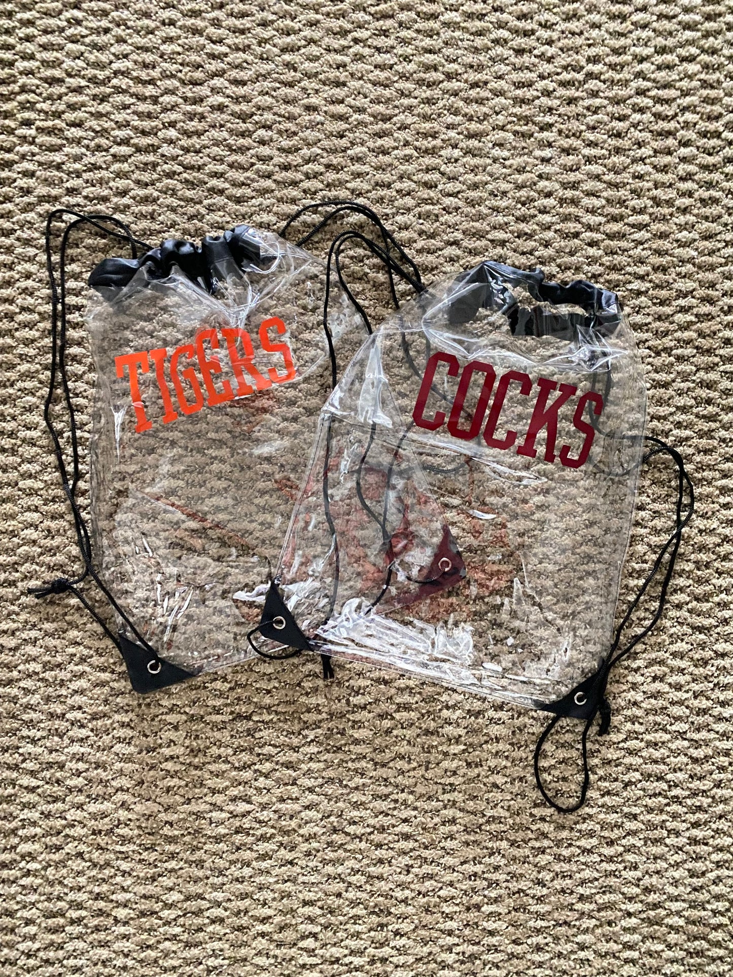 Clear Stadium Approved Drawstring Bags
