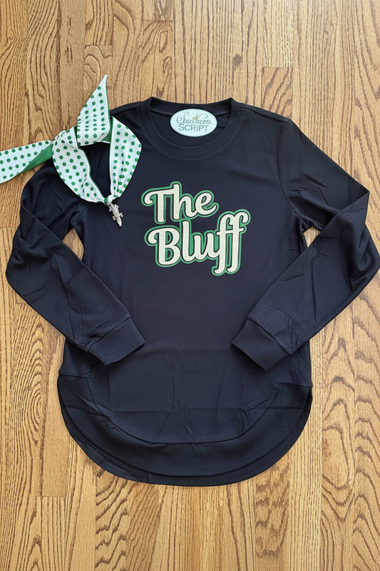 Lights out at The Bluff Curved Hem Terry High Low Top