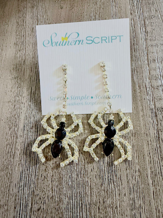 Black Widow Rhinestone Statement Earrings