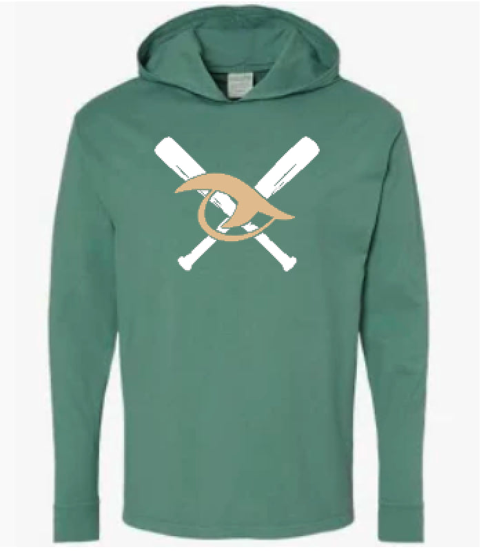 Gator Eye Crossed-Bats Comfort Wash Hooded Long Sleeve Tee