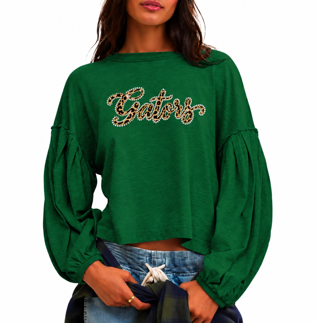 Leopard Luxe Gators Balloon Sleeve Top