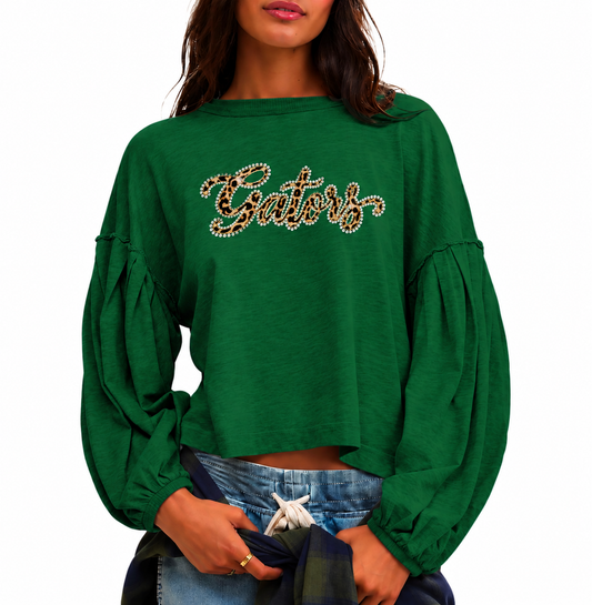 Leopard Luxe Gators Balloon Sleeve Top