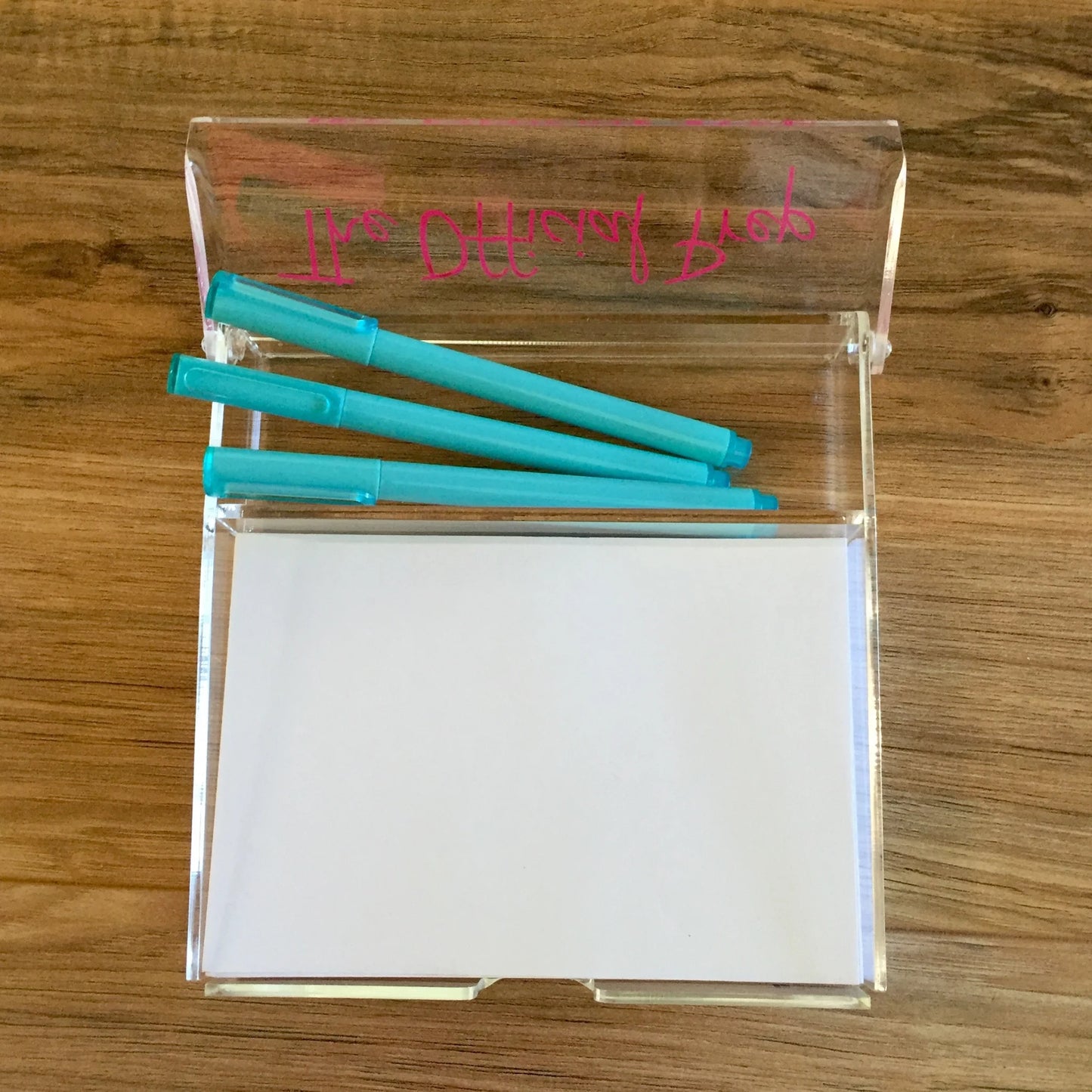 Personalized Acrylic Notepaper Holder with Pen Box