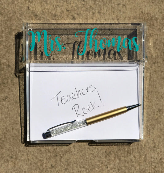 Personalized Acrylic Notepaper Holder with Pen Box