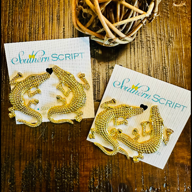 Gilded Gator Statement Earrings
