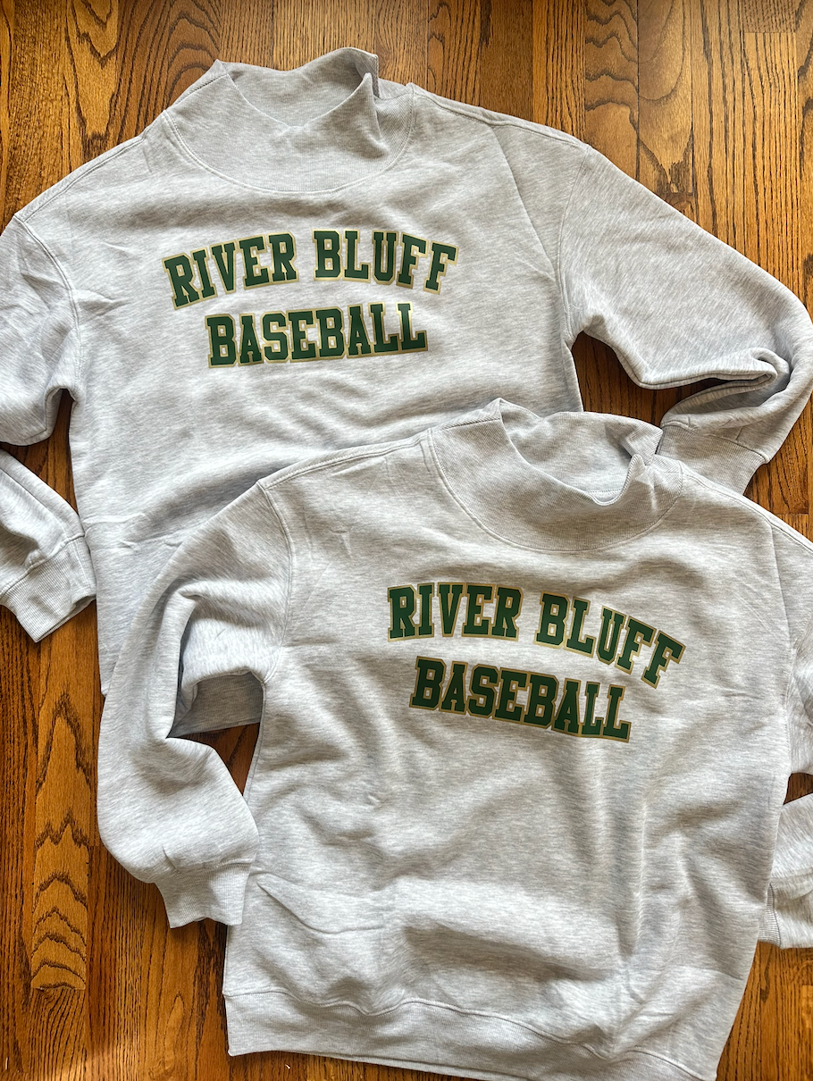 River Bluff Baseball Oversized Mock Neck Sweatshirt