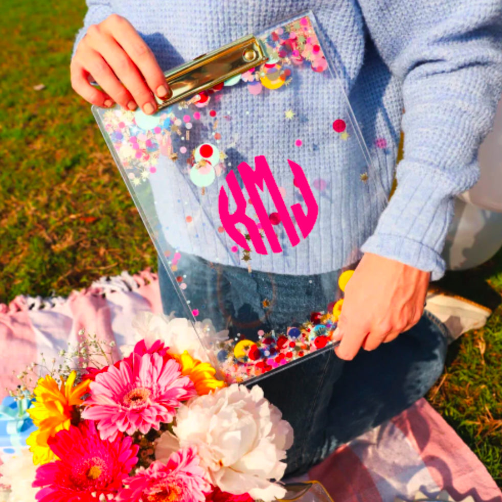 Personalized Confetti Clear Clipboard