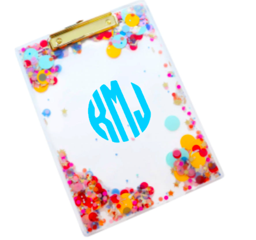 Personalized Confetti Clear Clipboard