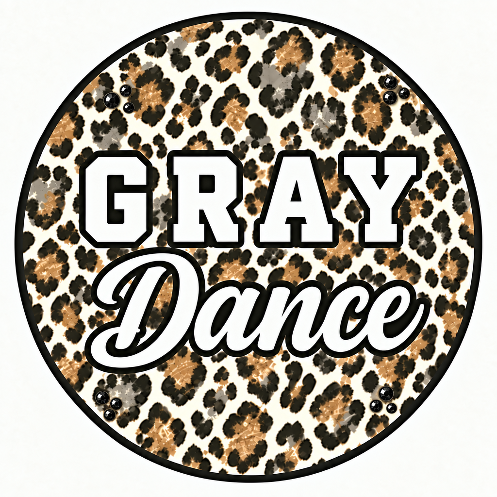 Gray Dance leopard button with sparse black rhinestone clusters