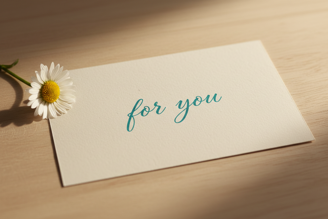 Custom hand written notecard saying for you