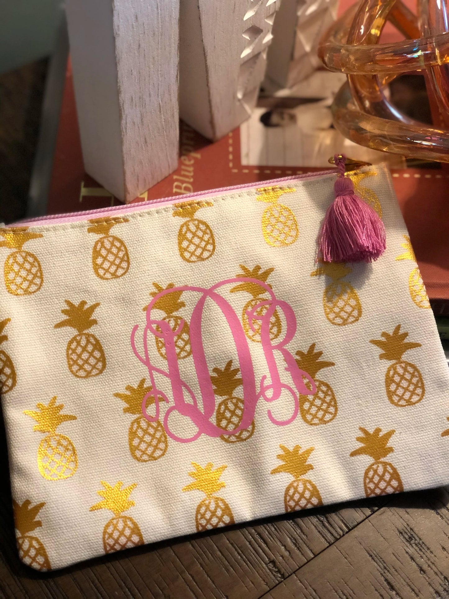 Personalzied Pineapple Cosmetic Bag