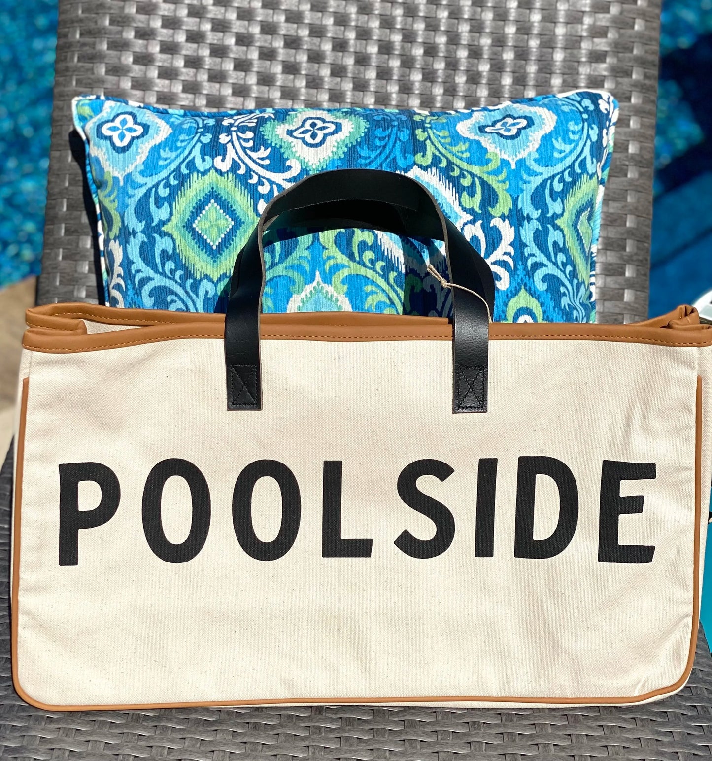 Poolside Canvas and Leather Tote Bag