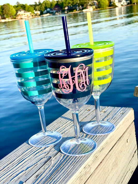 Preppy Stripe Acrylic Wine Tumbler