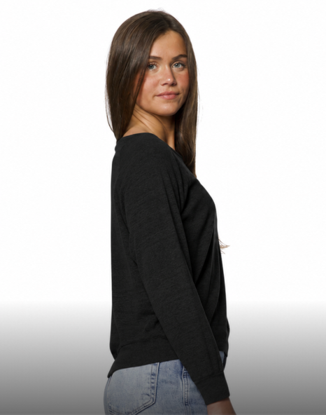 Woman wearing black  Ladies Pullover side view